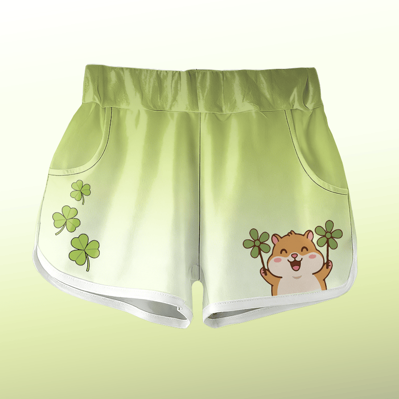 グラデーションのおもしろリスグラフィックModakawaショート - Green - 5XL - image 1