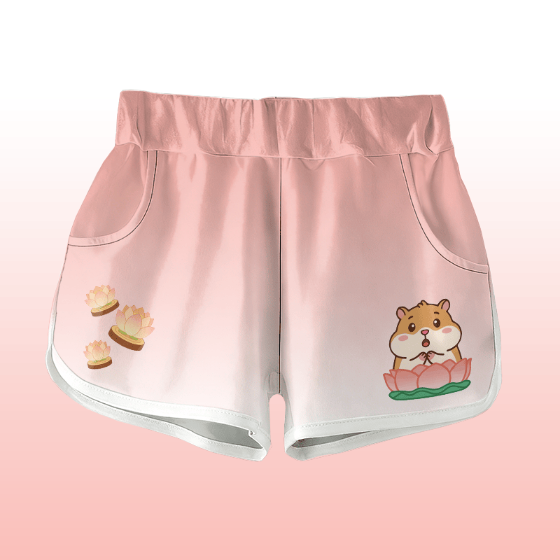グラデーションリスロータスグラフィックModakawaショーツ - Pink - 5XL - image 1