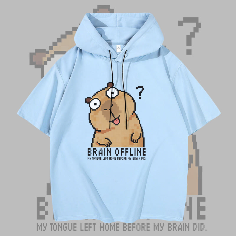 BRAIN OFFLINE カピバラ グラフィックModakawa半袖パーカー - Sky Blue - 3XL - image 1