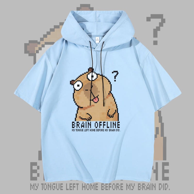 BRAIN OFFLINE カピバラ グラフィックModakawa半袖パーカー - Sky Blue - 3XL - image 1