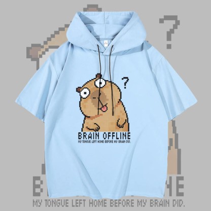BRAIN OFFLINE カピバラ グラフィックModakawa半袖パーカー - Sky Blue - 3XL - image 1