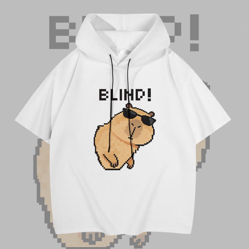 BLIND カピバラ グラフィックModakawa半袖パーカー - White - 3XL - image 2