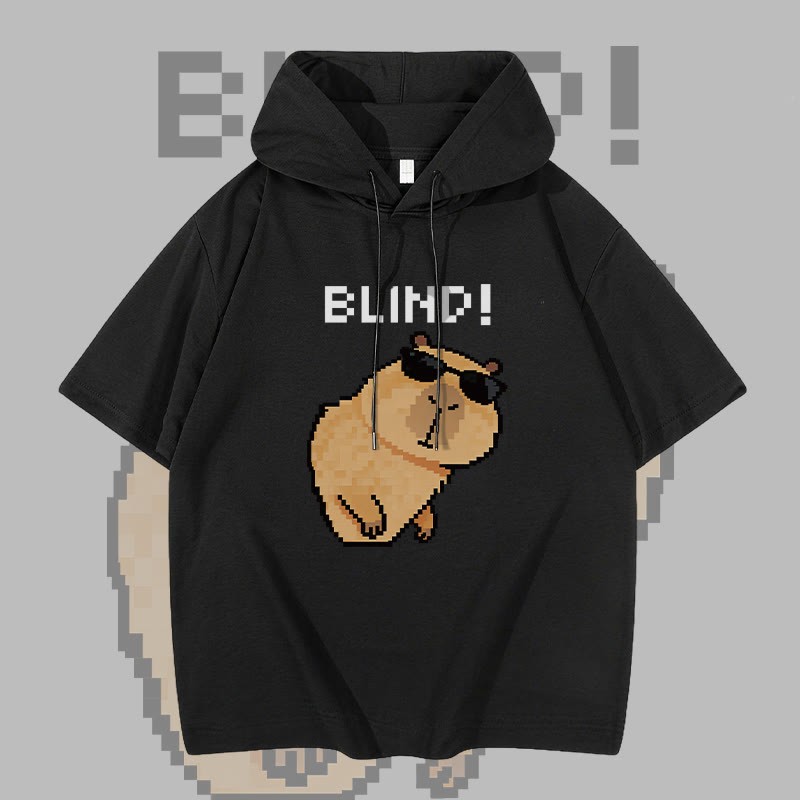 BLIND カピバラ グラフィックModakawa半袖パーカー - Black - 3XL - image 1