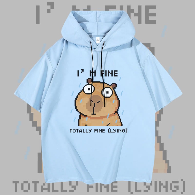 Mは大丈夫 カピバラ グラフィックModakawa半袖パーカー - Sky Blue - 3XL - image 1