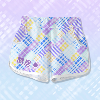 パステルチェック柄グラフィックModakawaショーツ - Multicolor - 5XL - image 1