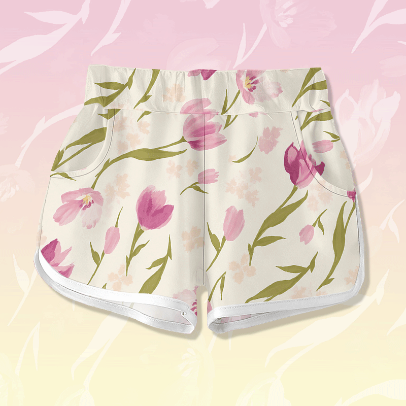 チューリップの花柄Modakawaショーツ - Beige - 5XL - image 1