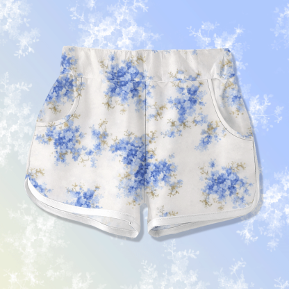 ヴィンテージフラワーグラフィックModakawaショーツ - White & Blue - 5XL - image 1