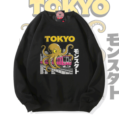 東京オクトパストレイン グラフィックModakawaスウェットシャツ - Black - 5XL - image 2