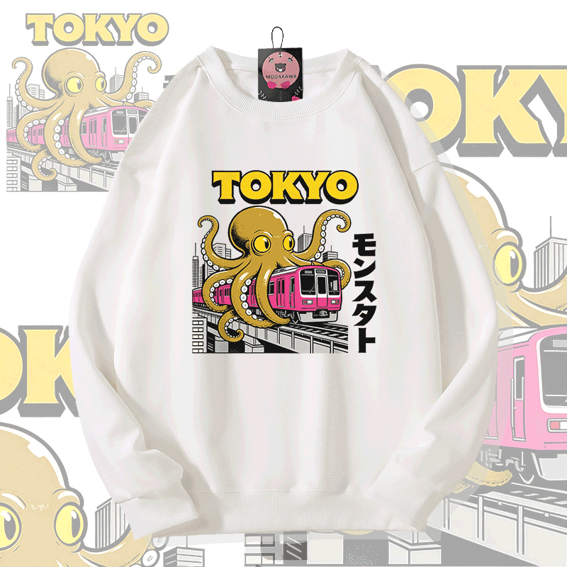 東京オクトパストレイン グラフィックModakawaスウェットシャツ - White - 5XL - image 1