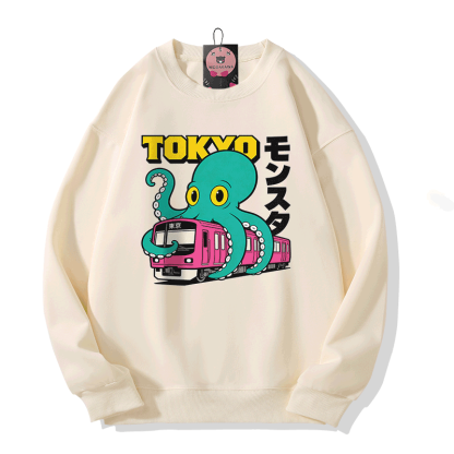 東京オクトパスモンスターグラフィックModakawaスウェットシャツ - Beige - 5XL - image 4