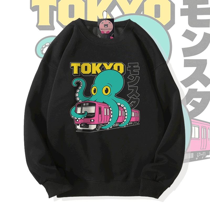 東京オクトパスモンスターグラフィックModakawaスウェットシャツ - Black - 5XL - image 2