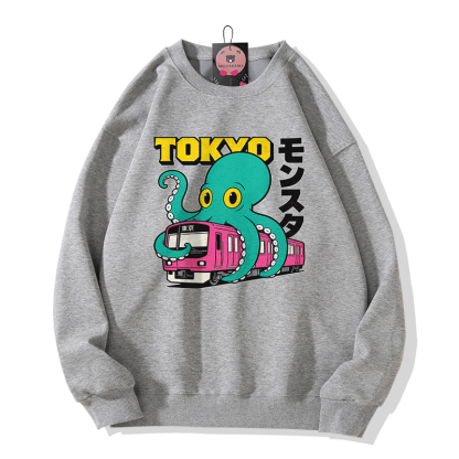 東京オクトパスモンスターグラフィックModakawaスウェットシャツ - Grey - 5XL - image 3