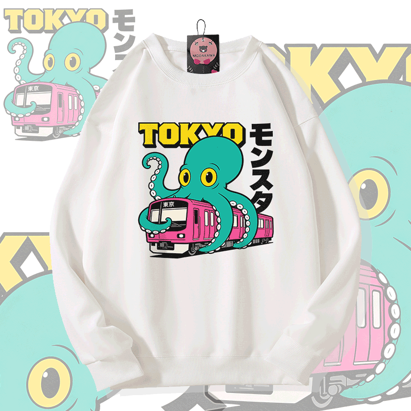 東京オクトパスモンスターグラフィックModakawaスウェットシャツ - White - 5XL - image 1