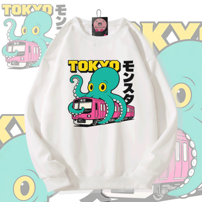 東京オクトパスモンスターグラフィックModakawaスウェットシャツ - White - 5XL - image 1