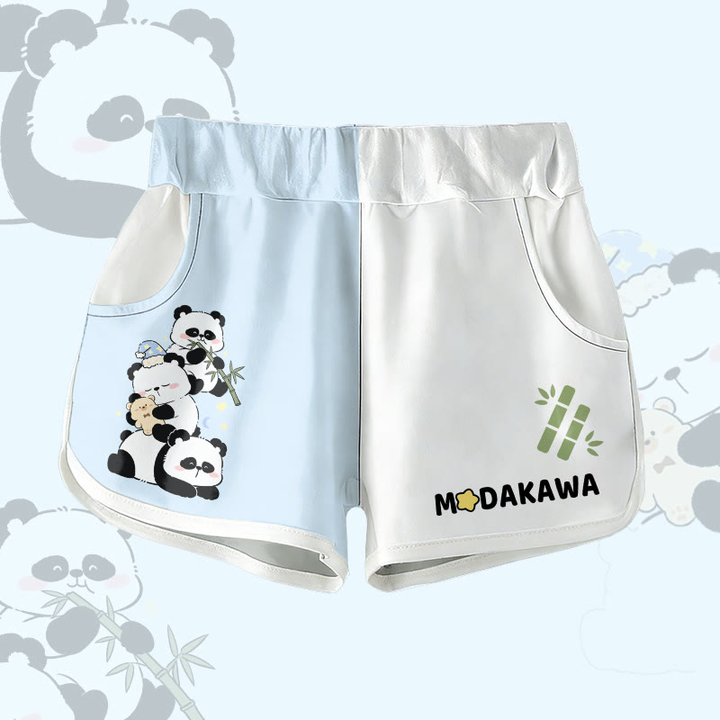 パンダ竹柄Modakawaショーツ - Blue - 5XL - image 2