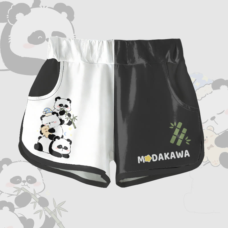 パンダ竹柄Modakawaショーツ - Black - 5XL - image 1