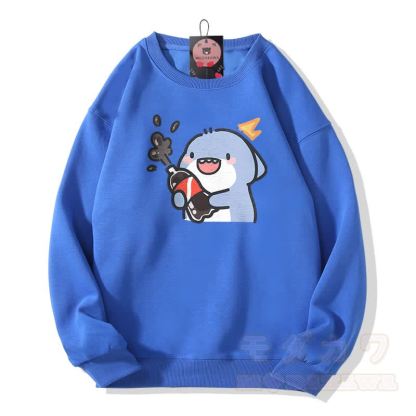 面白いサメのグラフィック入りModakawaユニセックス スウェットシャツ - ロイヤルブルー - 5XL - image 4