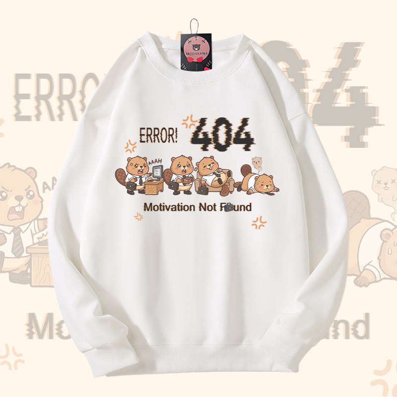 ERROR 404 MOTIVATION NOT FOUNDん リスのグラフィックModakawaスウェットシャツ - White - 5XL - image 1
