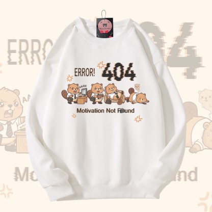 ERROR 404 MOTIVATION NOT FOUNDん リスのグラフィックModakawaスウェットシャツ - White - 5XL - image 1