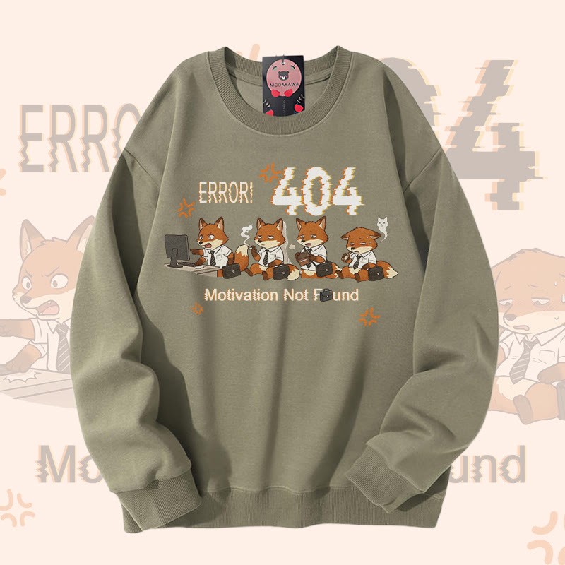 ERROR 404 MOTIVATION NOT FOUNDFox Graphic Modakawaスウェットシャツ - Light Khaki - 5XL - image 2