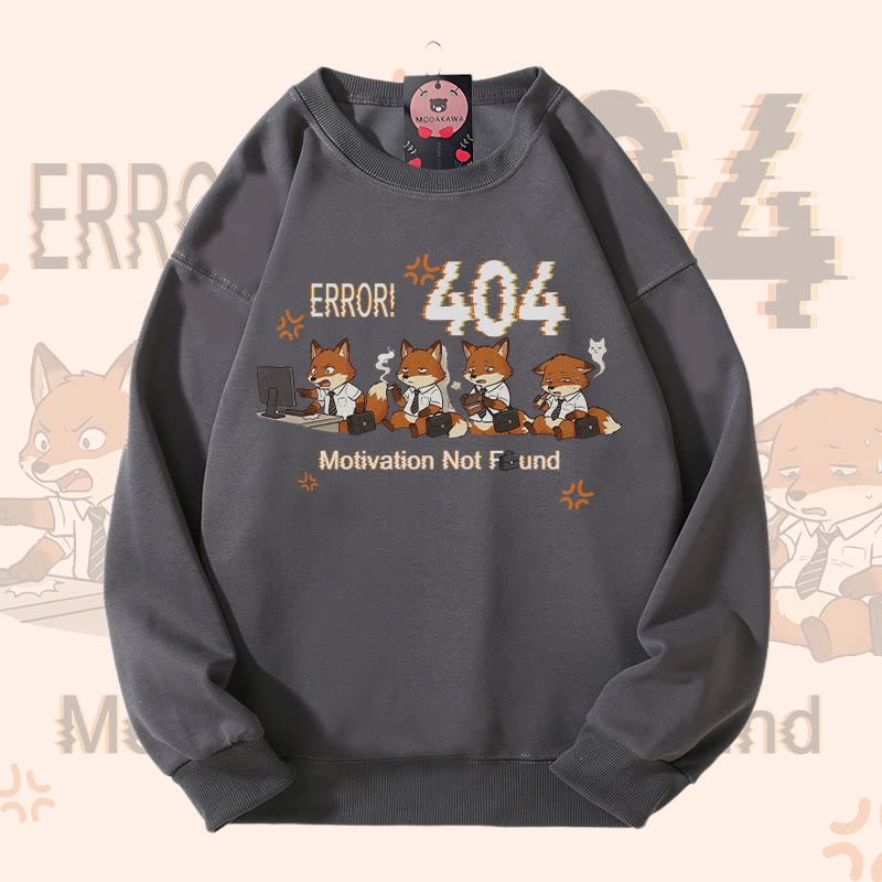 ERROR 404 MOTIVATION NOT FOUNDFox Graphic Modakawaスウェットシャツ - Grey - 5XL - image 1