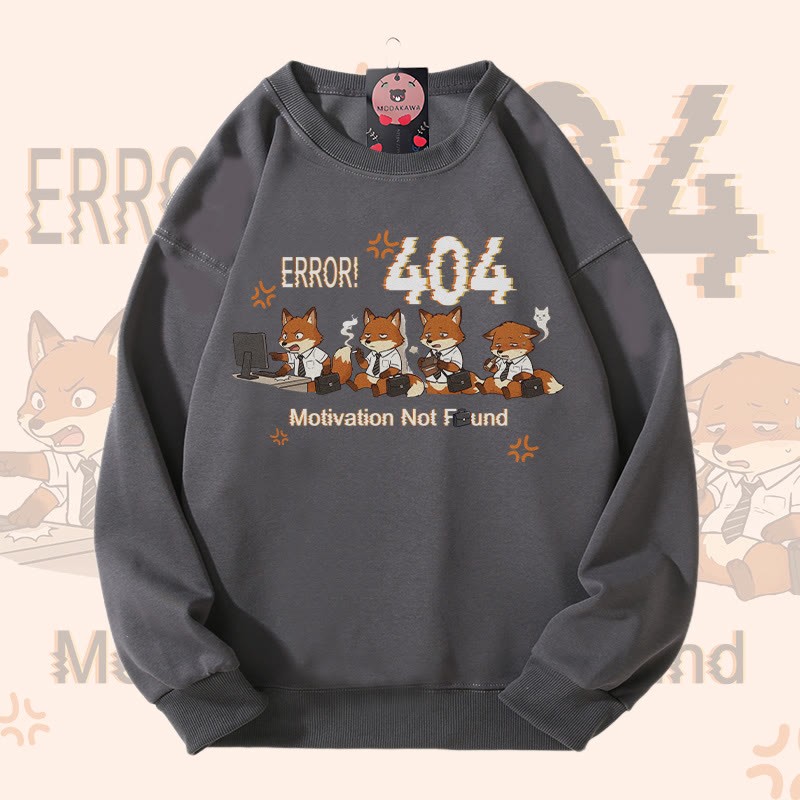 ERROR 404 MOTIVATION NOT FOUNDFox Graphic Modakawaスウェットシャツ - Grey - 5XL - image 1