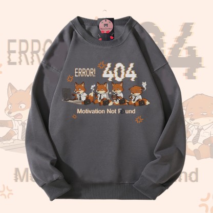 ERROR 404 MOTIVATION NOT FOUNDFox Graphic Modakawaスウェットシャツ - Grey - 5XL - image 1