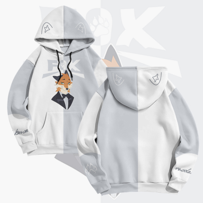 MODAKAWA × pandashk スーツフォックス グラフィックプルオーバーパーカー - Grey & White - 6XL - image 1