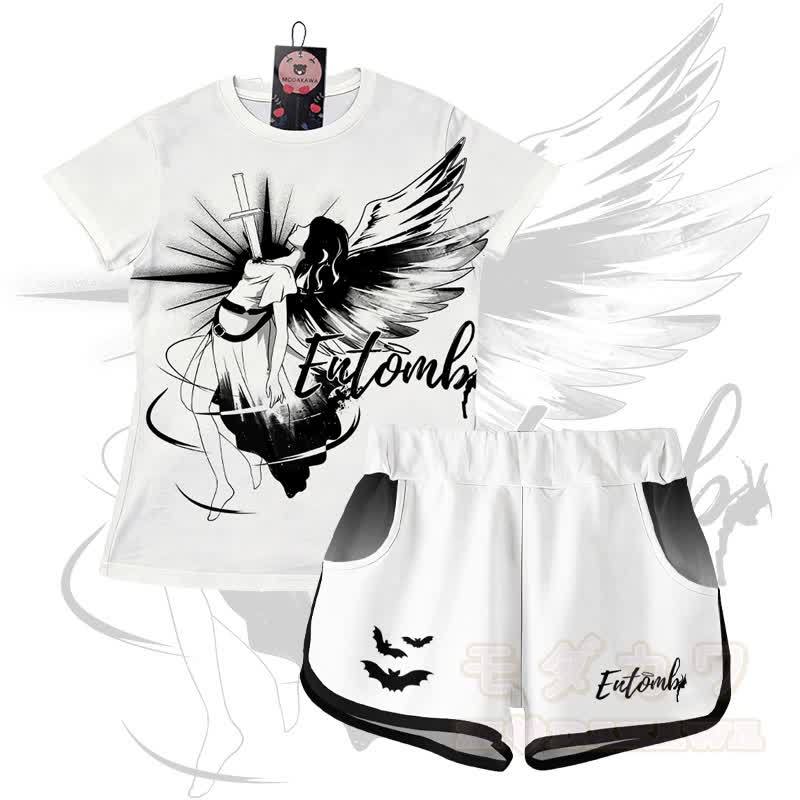 ENTOMB グラフィックグラデーションTシャツショーツModakawaマッチングアウトフィット - セットB - 5XL - image 2