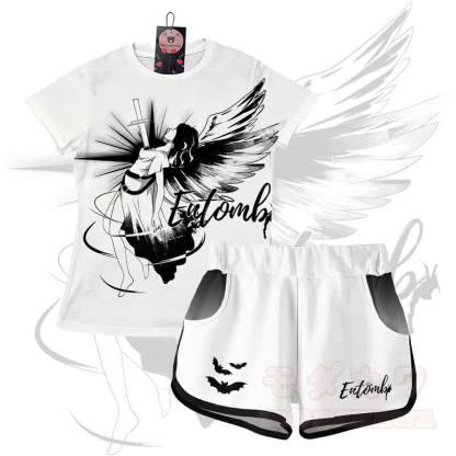 ENTOMB グラフィックグラデーションTシャツショーツModakawaマッチングアウトフィット - セットB - 5XL - image 2