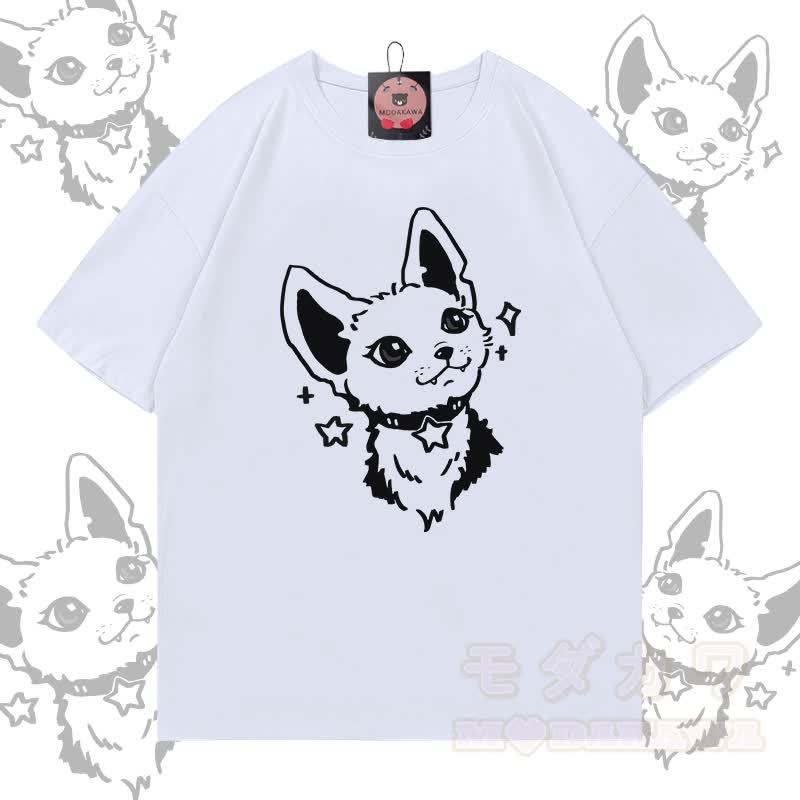 Fox Graphic Modakawa綿100% Tシャツ - 白 - 5XL - image 2