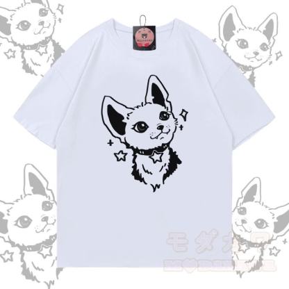 Fox Graphic Modakawa綿100% Tシャツ - 白 - 5XL - image 2