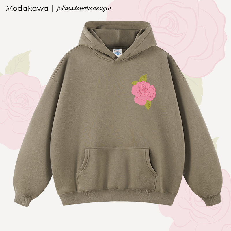 MODAKAWA × juliasadowskadesigns ローズグラフィック フリース裏地付きパーカー - Taupe Grey - 2XL - image 1