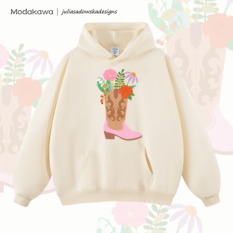 MODAKAWA × juliasadowskadesigns 花柄シューズ グラフィック フリース裏地付きパーカー - Apricot - 2XL - image 1