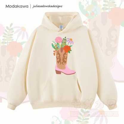 MODAKAWA × juliasadowskadesigns 花柄シューズグラフィック ルーズフーディー - アプリコット - 2XL - image 1