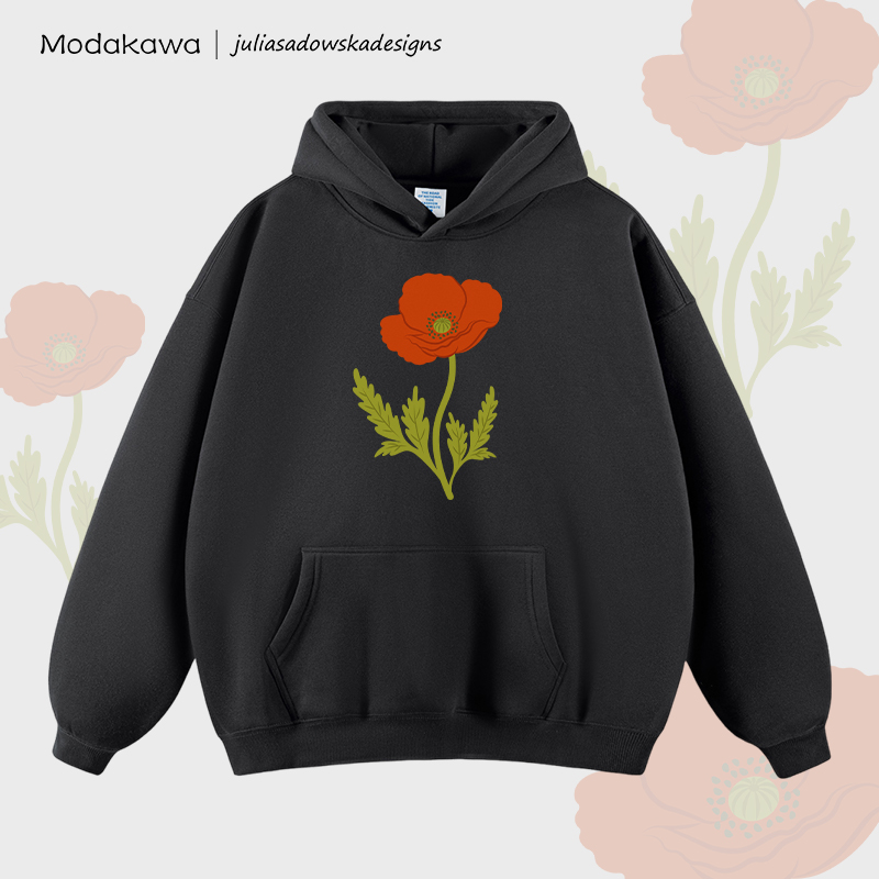 MODAKAWA × juliasadowskadesigns フラワーグラフィック フリース裏地付きパーカー - Black - 2XL - image 1