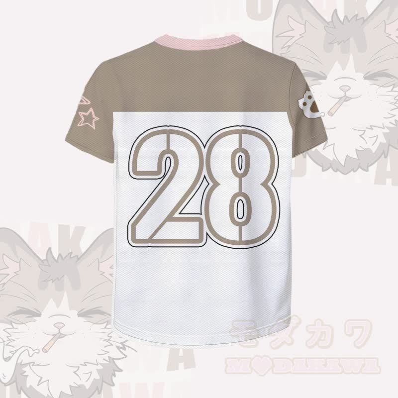 スモーキングキャットナンバーグラフィックModakawaヴィンテージメッシュジャージーTシャツ - image 4
