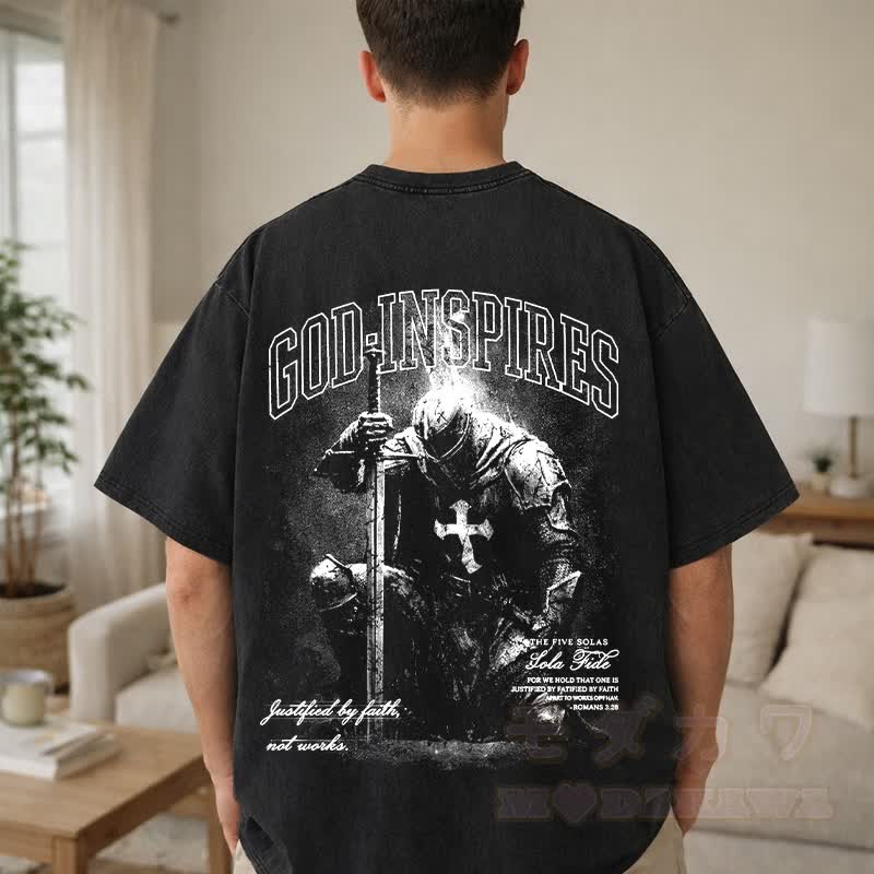 GOD INSPIRES グラフィックModakawaヴィンテージウォッシュドTシャツ - image 1