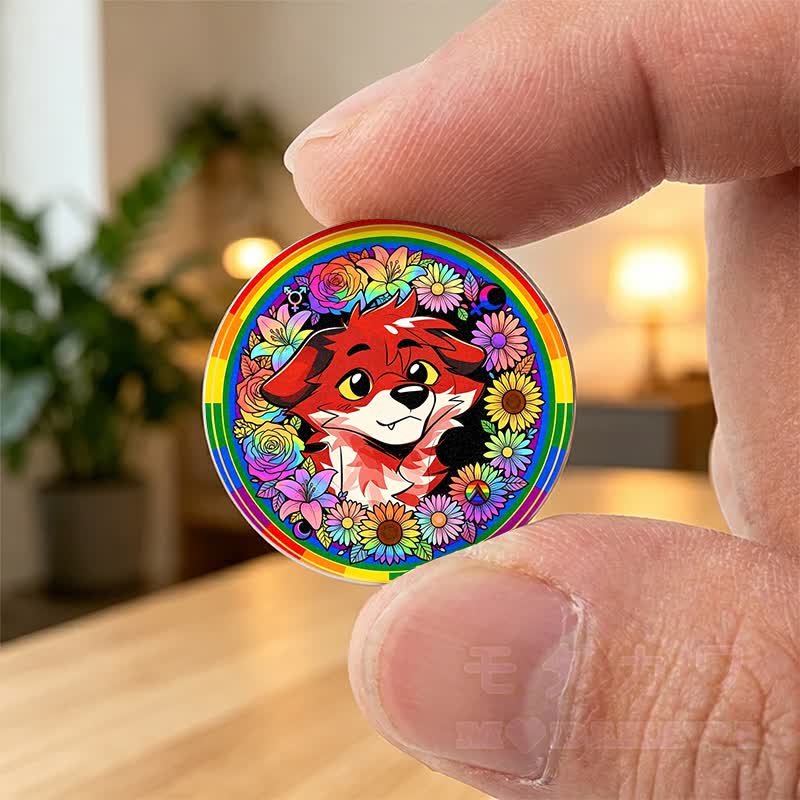 MODAKAWA × atka レインボーレッドフォックス キーホルダー ポケットハグ 誕生日プレゼント - マルチカラーA - image 1