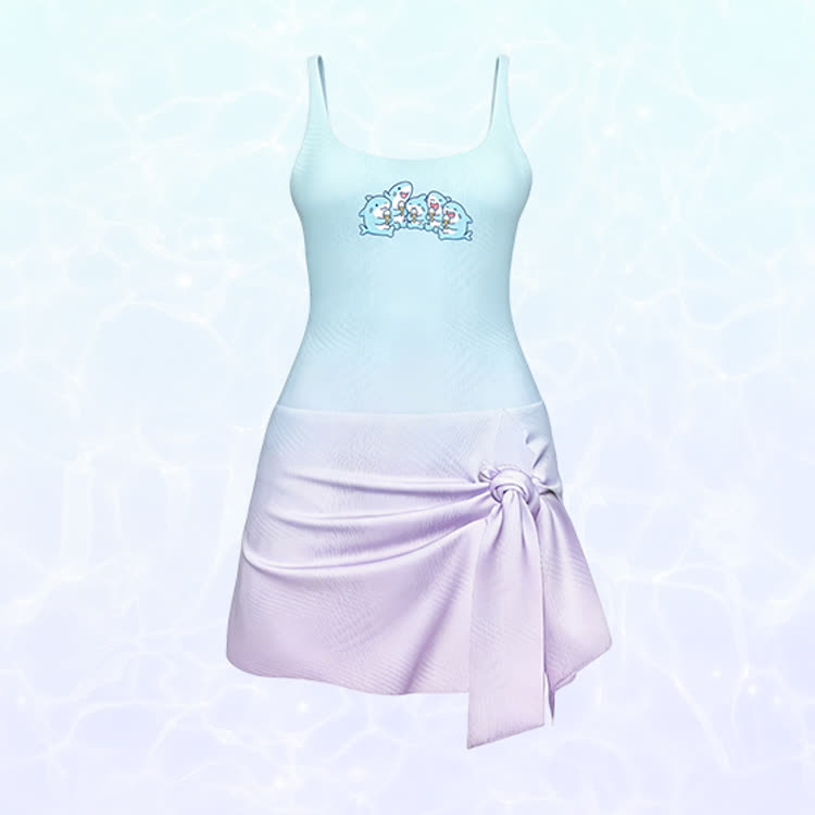 かわいいサメ柄のModakawaカワグラデーションスイムドレス - Multicolor - 2XL - image 2