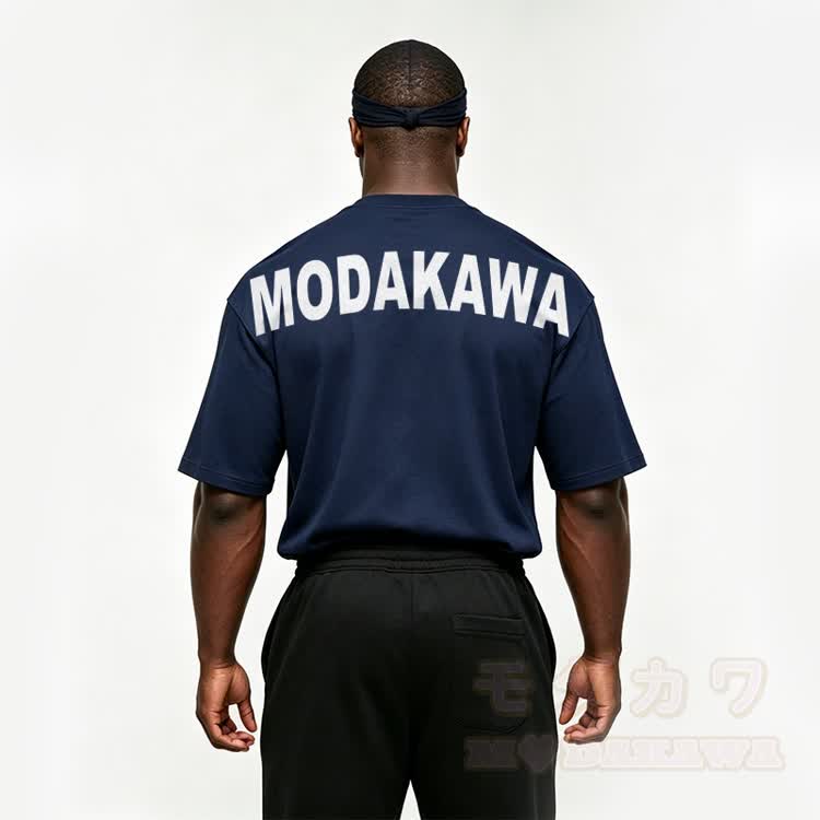 鹿柄グラフィック入りModakawaオーバーサイズ綿ドロップショルダー Tシャツ - image 1