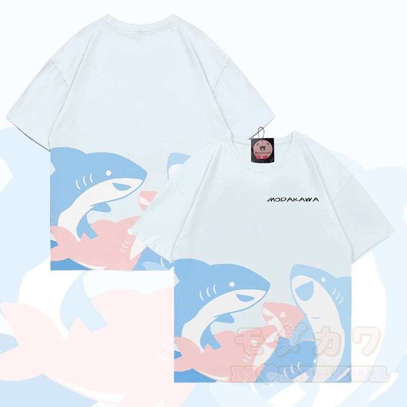 MODAKAWA おもしろサメグラフィック オールオーバープリント Tシャツ - 白 - 5XL - image 4
