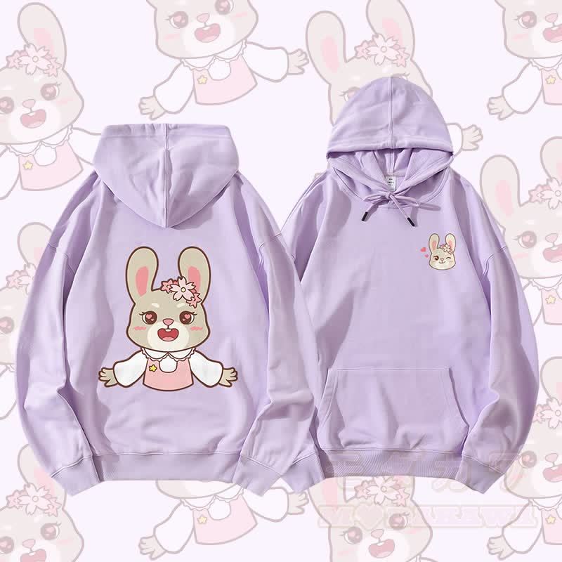 MODAKAWA キュートな動物グラフィック カップルお揃いパーカー - 紫 - 5XL - image 5