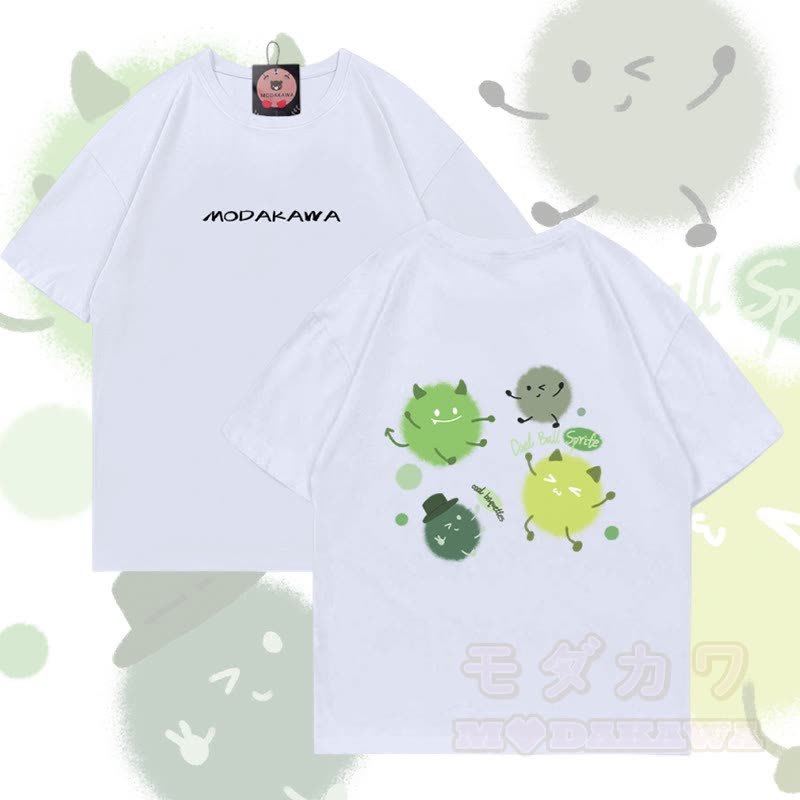 キュートなジャームグラフィックModakawa綿Tシャツ - 白 - 5XL - image 3