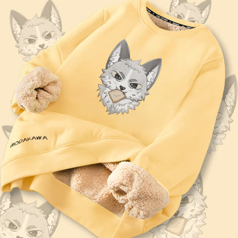 MODAKAWA シルバーフォックス グラフィック フリース 裏起毛 スウェットシャツ - Yellow - 2XL - image 3