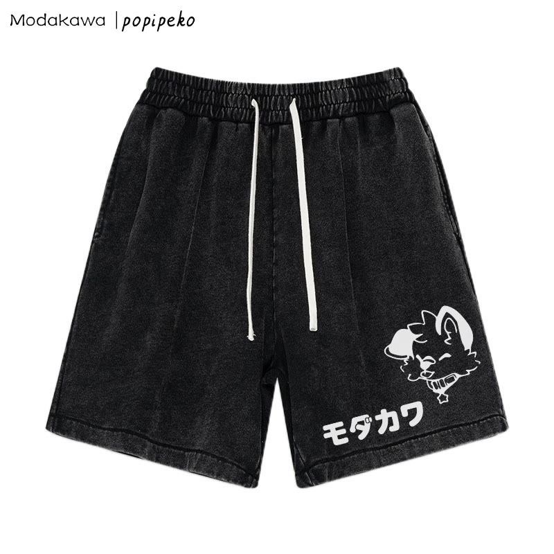 MODAKAWA × popipeko パピーレタープリント ヴィンテージウォッシュドショーツ - Black - 3XL - image 4