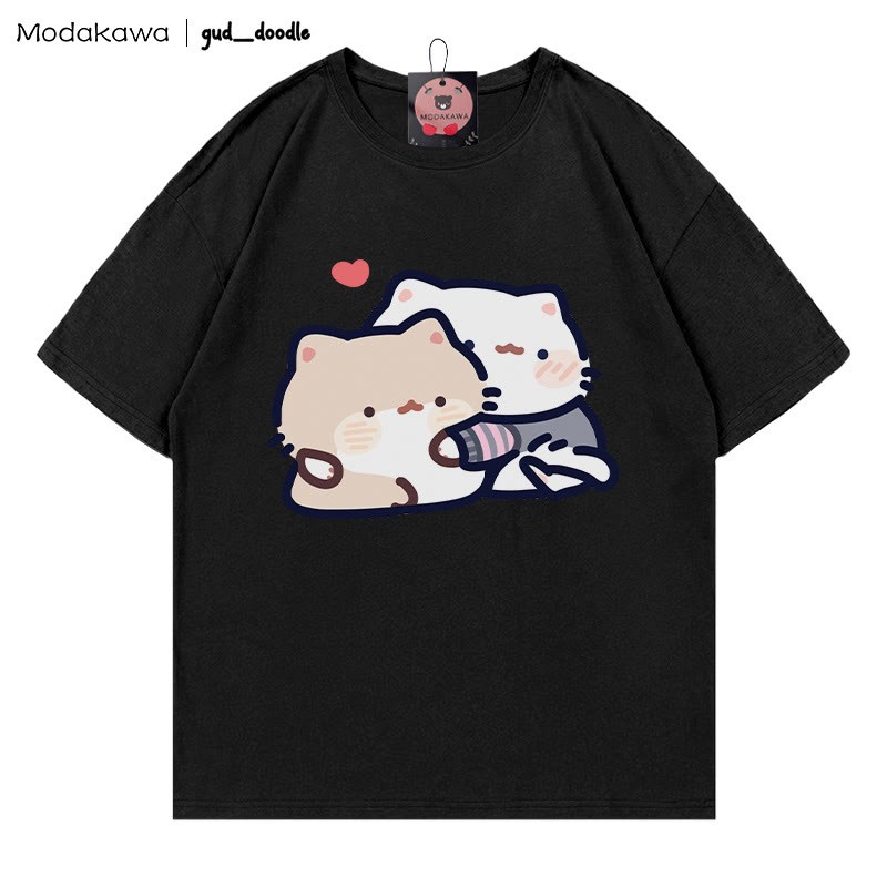 MODAKAWA X gud_doodleキティプリントTシャツ - Black - 5XL - image 3