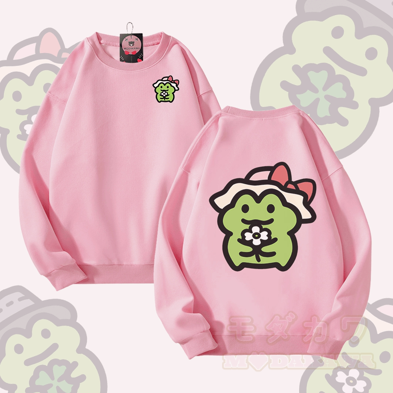 MODAKAWA かわいいカエルグラフィック ユニセックス スウェットシャツ - ピンク - 5XL - image 9