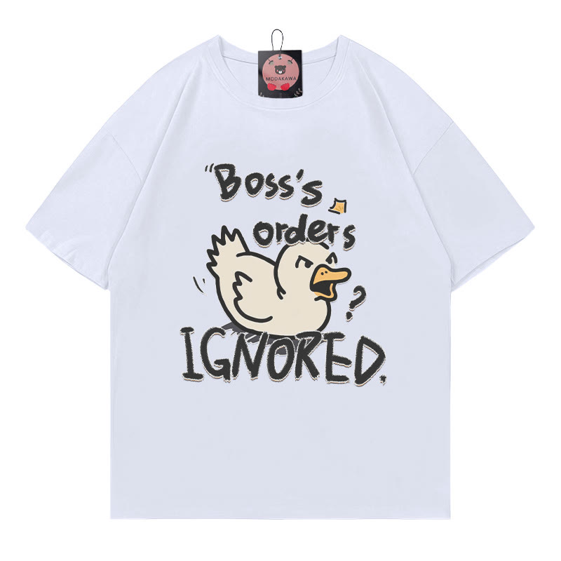 BOSS'S ORDERS IGNOREDアヒル文字プリントModakawaTシャツ - White - 5XL - image 4