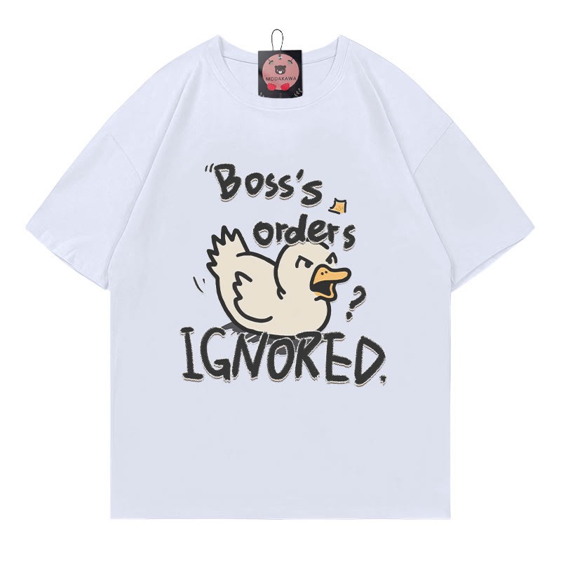 BOSS'S ORDERS IGNOREDアヒル文字プリントModakawaTシャツ - White - 5XL - image 4